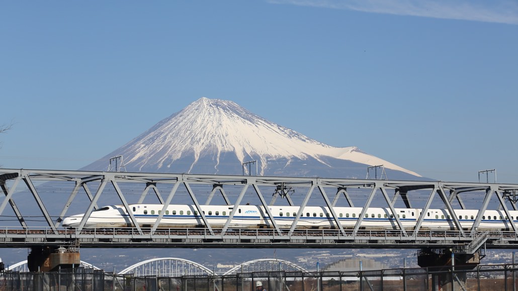 Shinkansen Passing Mt. Fuji