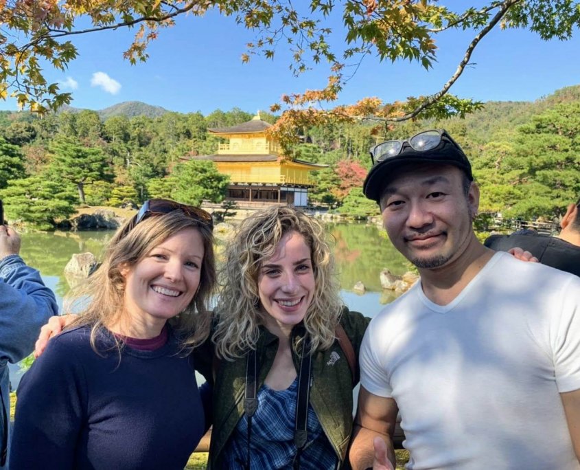 Becki, Erica & our friend Shinya at Kinkaku-ji