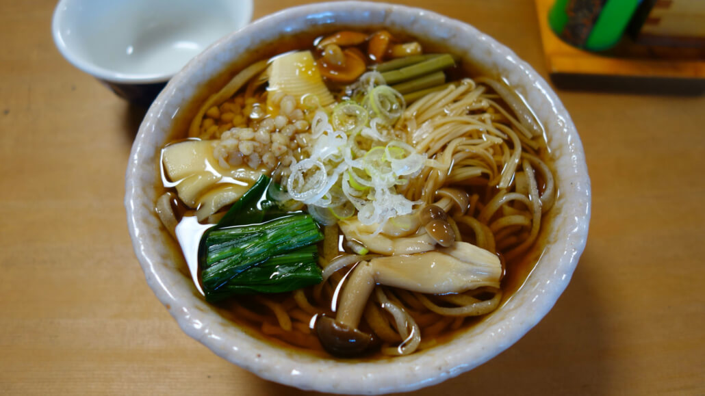 Soba with Mountain Vegetables in Magome, Japan