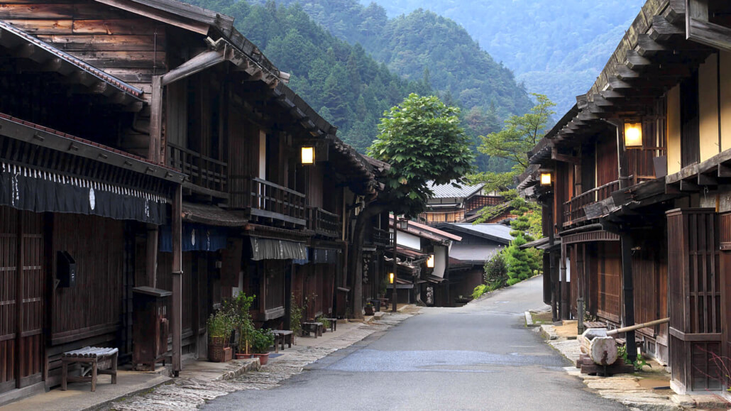 Preserved wooden buildings in Tsumago, Japan