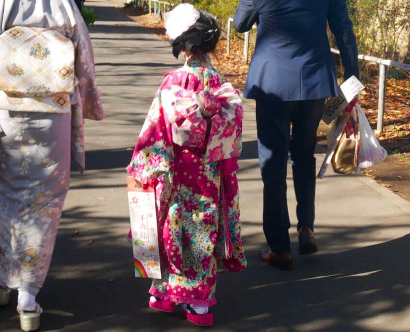 Girl in Kimono Holding Chitose Ame