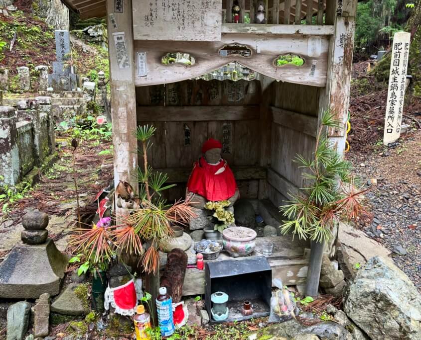Pilgrims left offerings for these Jizo statues