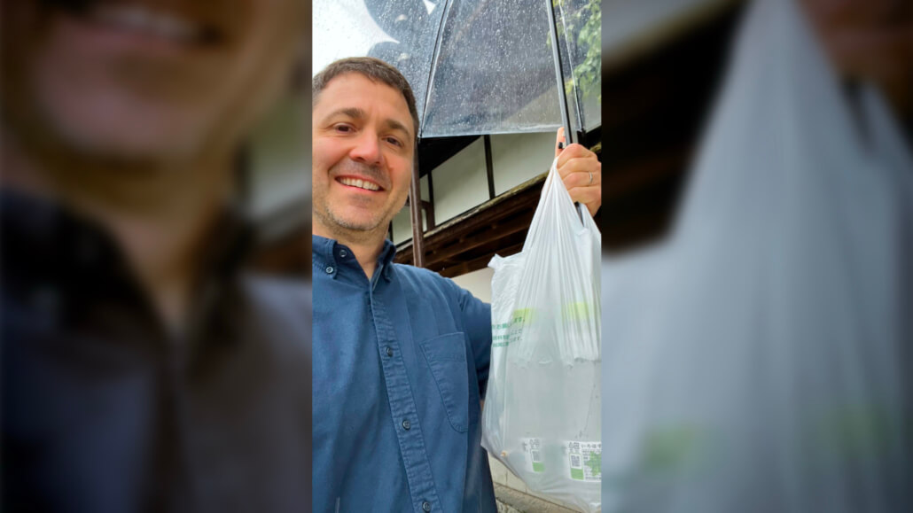 Shawn with Plastic Konbini Bag