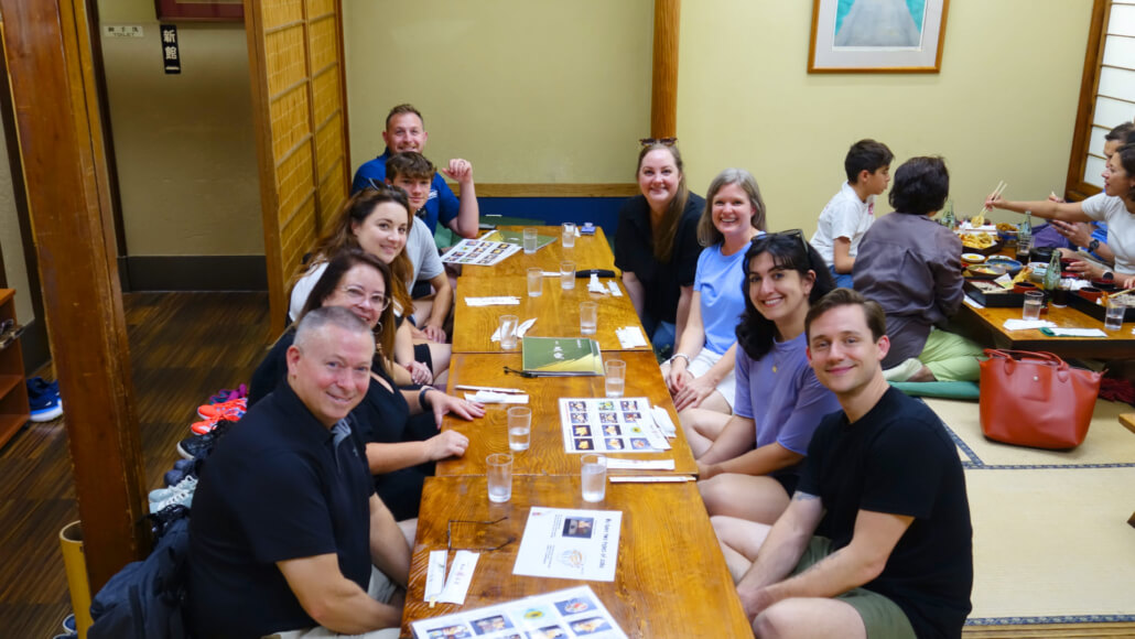 Sitting on the floor in Japan at Tempura Lunch