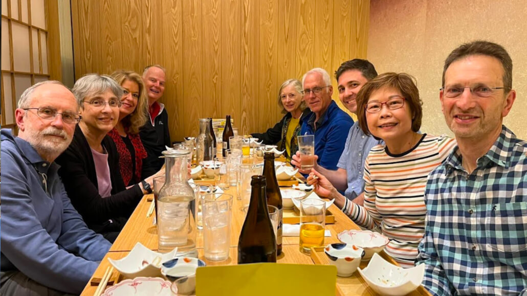 One of Our Tour Groups Enjoying a Meal at an Izakaya in Tokyo One of Our Tour Groups Enjoying a Meal at an Izakaya in Tokyo