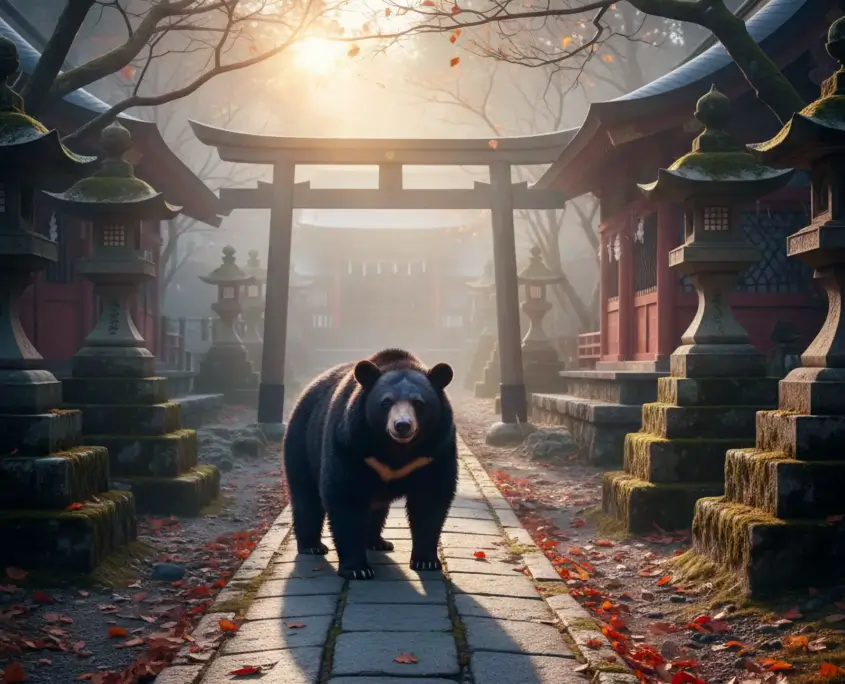 Bear In a Shrine in Japan