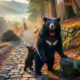 Bear with Cub On Trail in Japan - AI Generated
