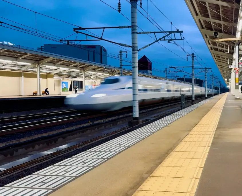 Shinkansen Passing by Platform