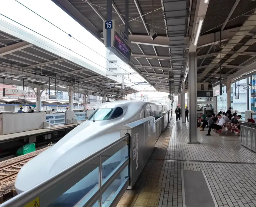 Shinkansen Arriving at Platform