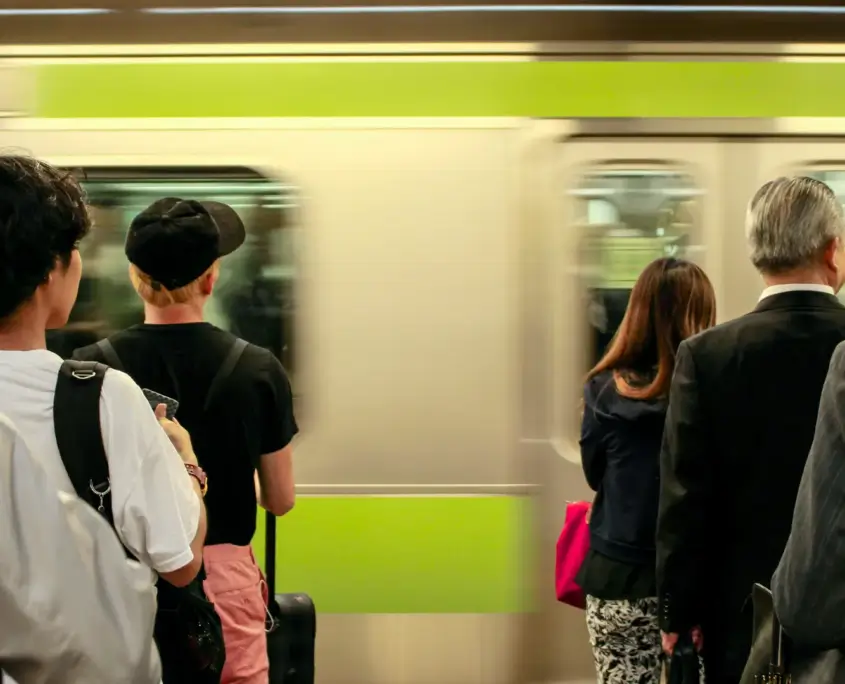 People in Queue for Yamanote Line