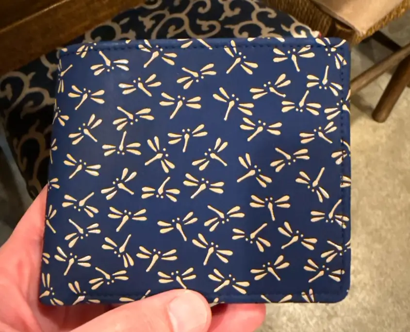 My Blue Koshu Inden Wallet with Dragonfly Pattern