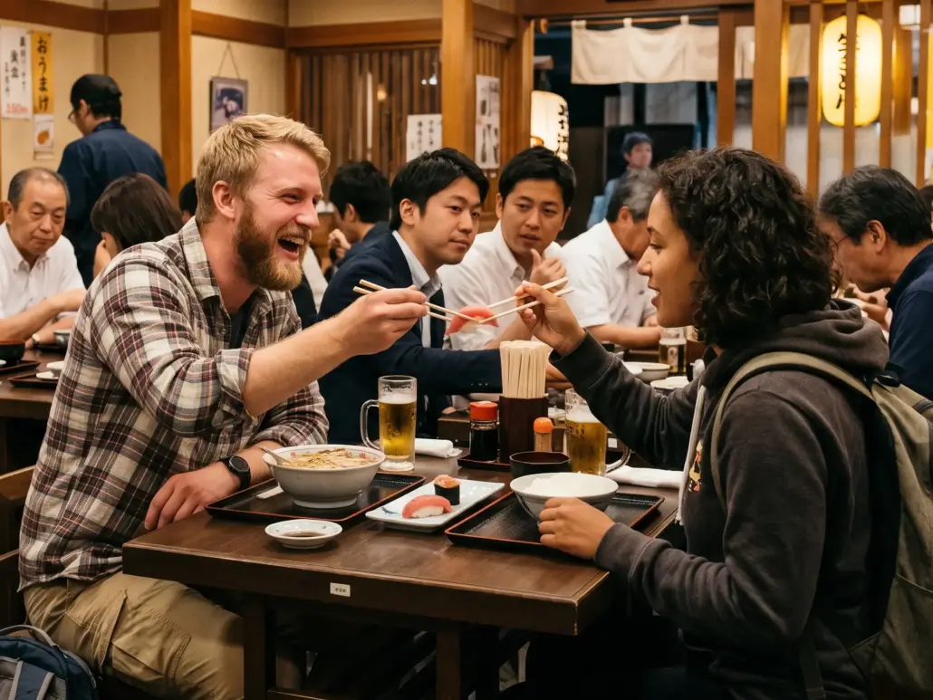 Couple passing food between chopsticks Couple passing food between chopsticks